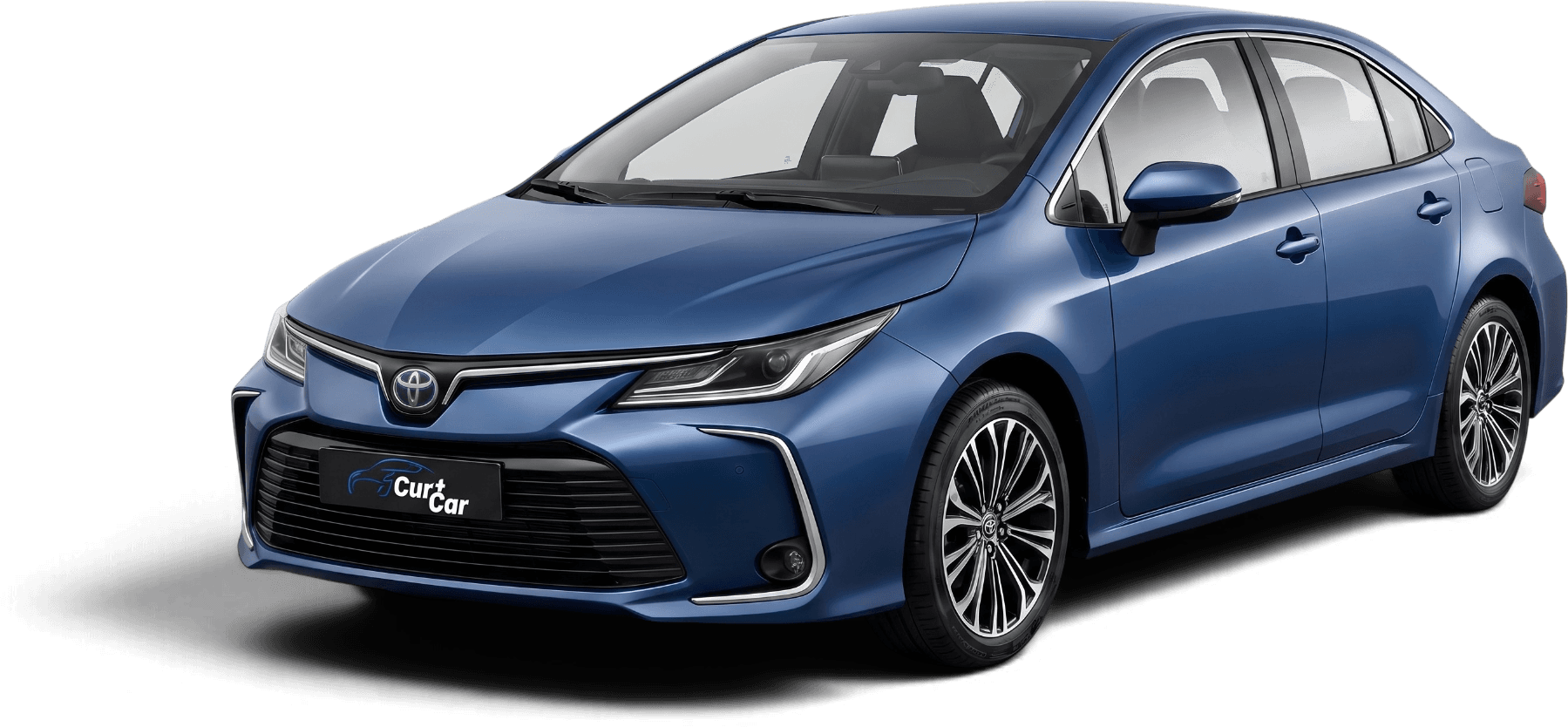 Sedan azul em destaque